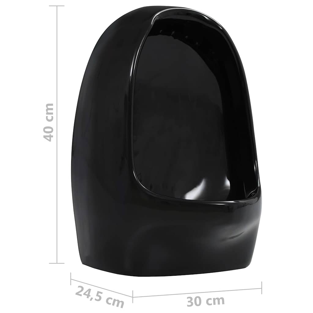 143988 vidaXL Wall Hung Urinal with Flush Valve Ceramic Black