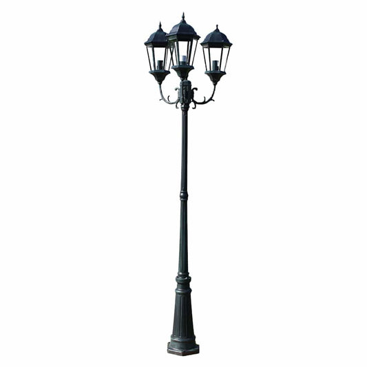 40243 vidaXL Garden Light Post 3-arms 230 cm Dark Green/Black Aluminium
