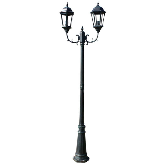 40244 vidaXL Garden Light Post 2-arms 230 cm Dark Green/Black Aluminium