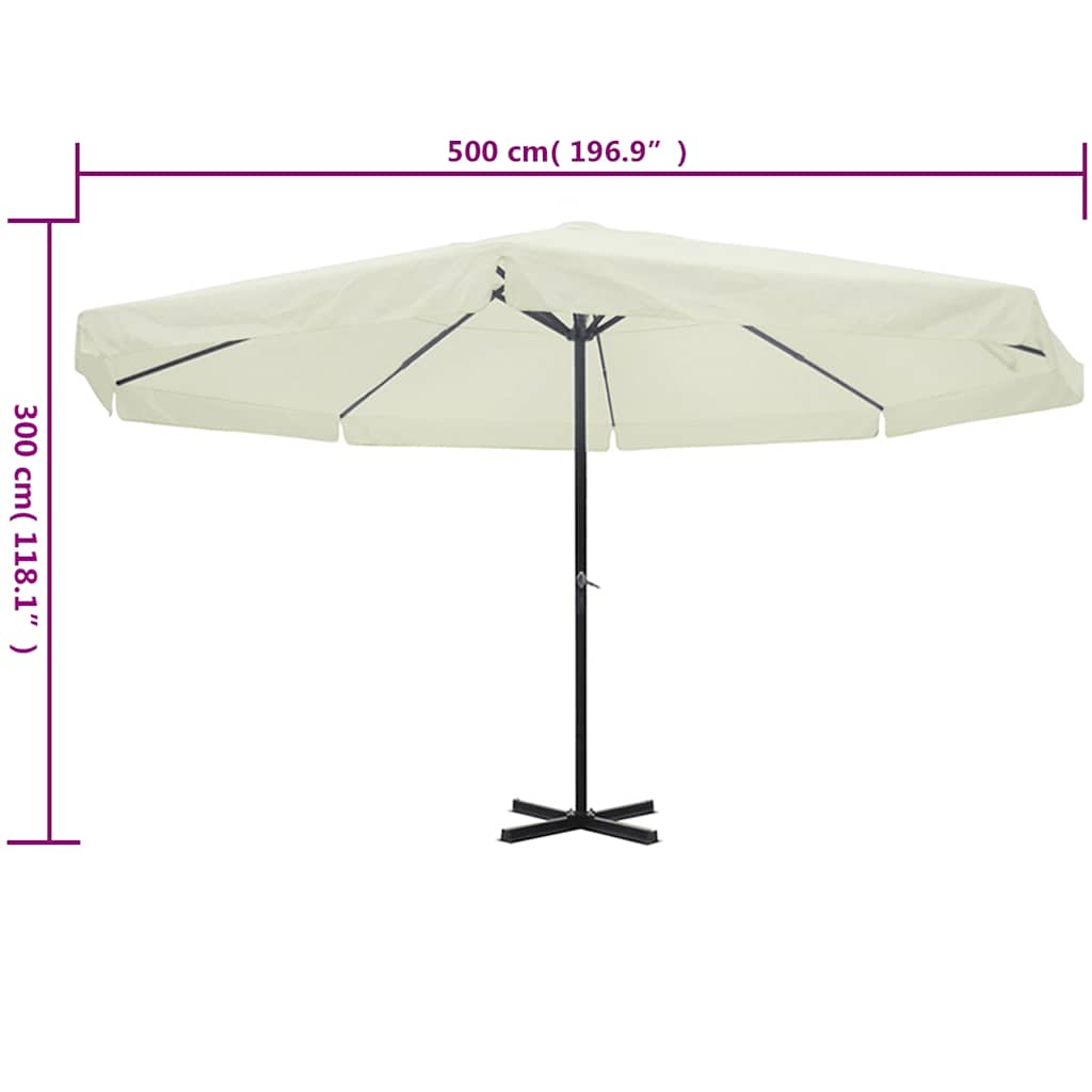 vidaXL Parasol White Aluminium 500 cm
