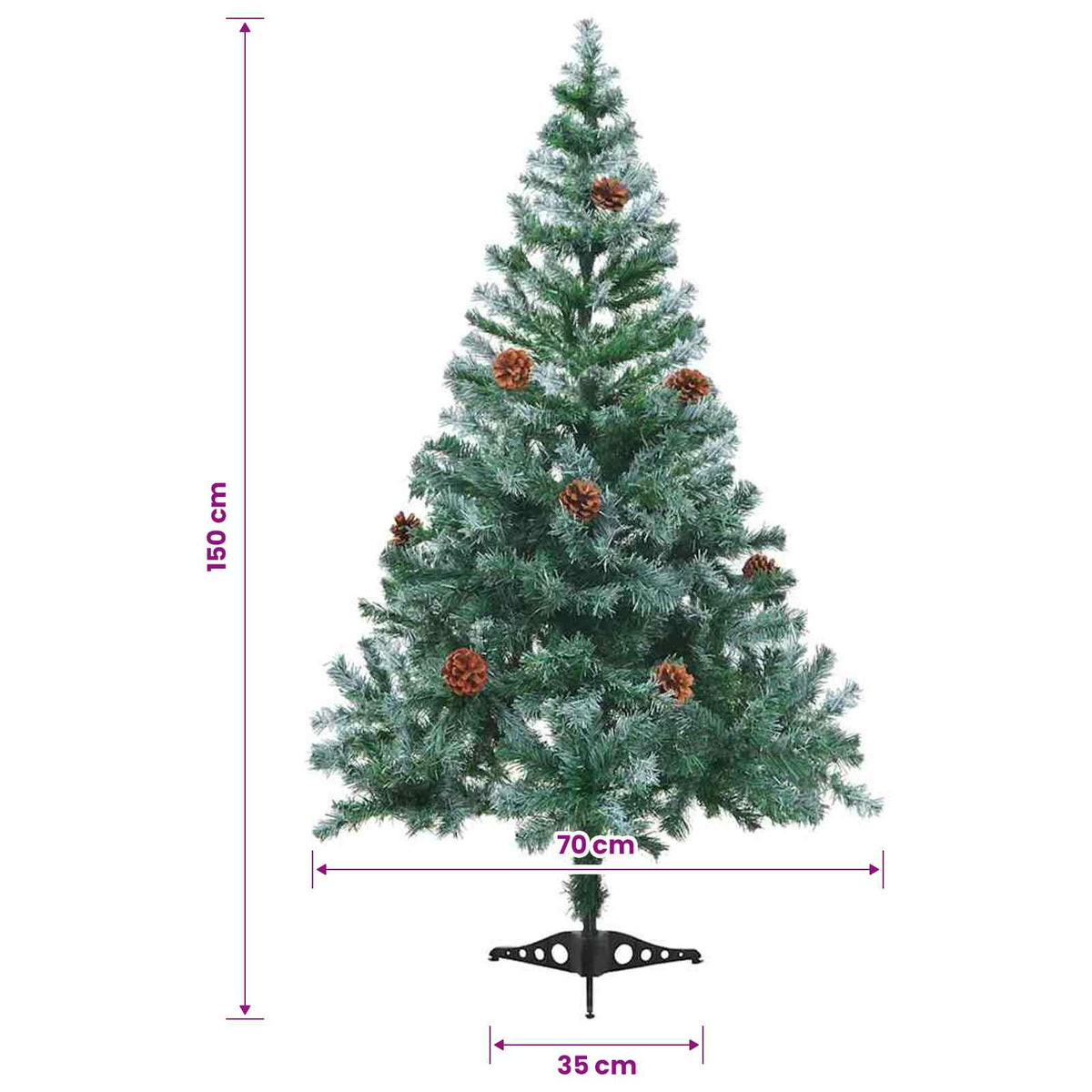 60177 vidaXL Frosted Christmas Tree with Pinecones 150 cm
