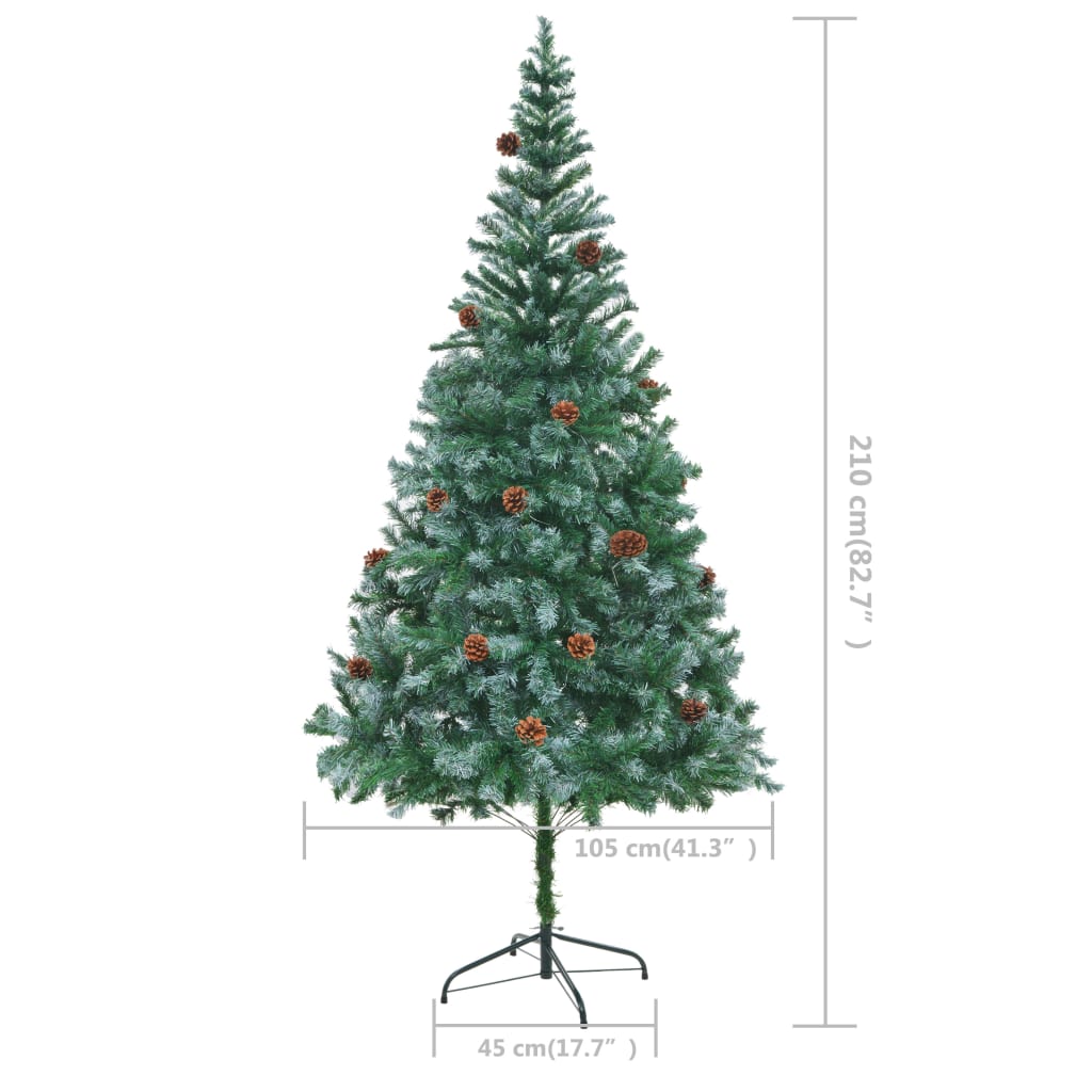 vidaXL Xmas Tree | Green with white tips | PVC | 210 cm | Adjustable Armrests