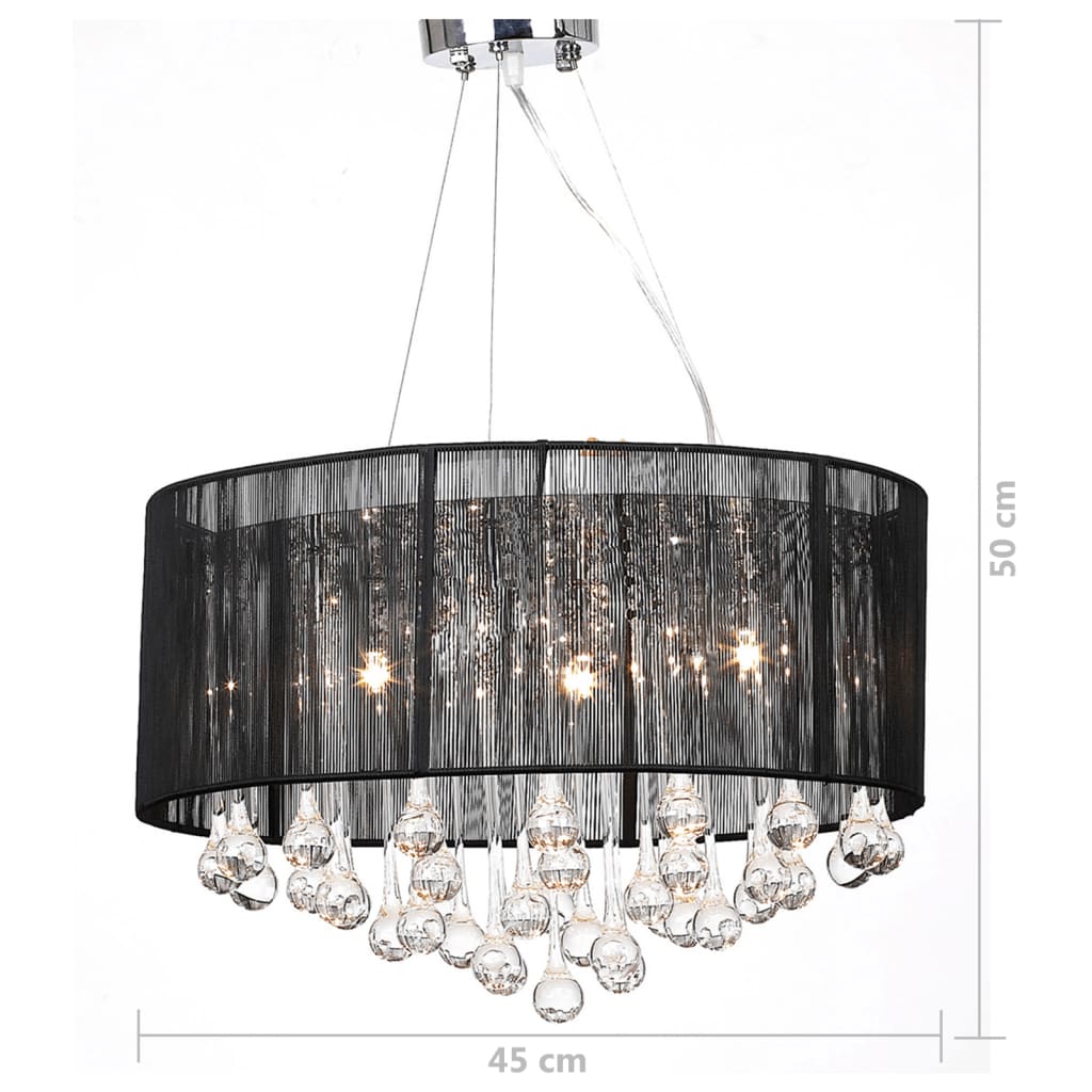 vidaXL Chandelier with 85 Crystals Black