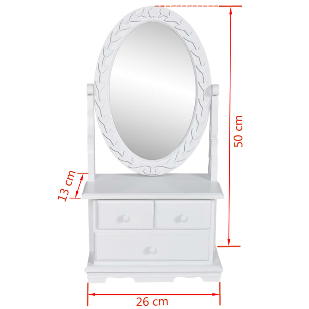 vidaXL Vanity Table | Soft White | MDF | Compact | Vanity Table | Oval | Vintage