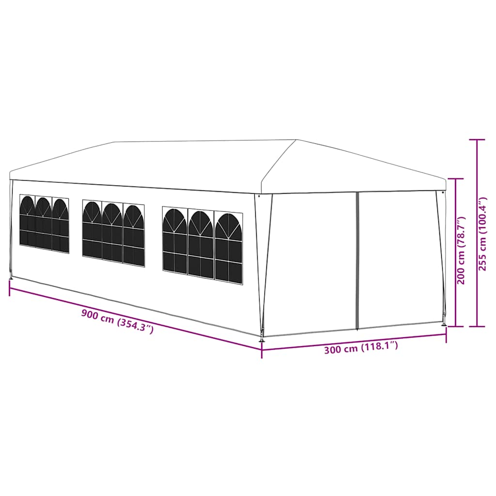 90338 vidaXL Party Tent 3x9 m White