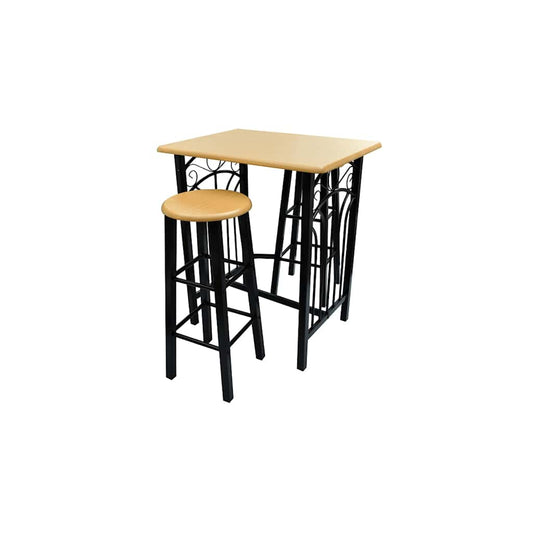 240095 Breakfast/Dinner Table Dining Set Tan Wood with Black Steel