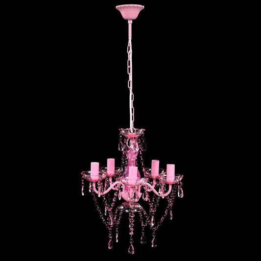 vidaXL Crystal Light 5 Bulbs Pink