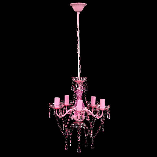 240310 vidaXL Crystal Light 5 Bulbs Pink