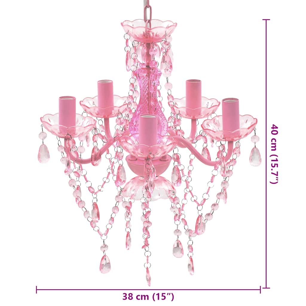 vidaXL Crystal Light 5 Bulbs Pink