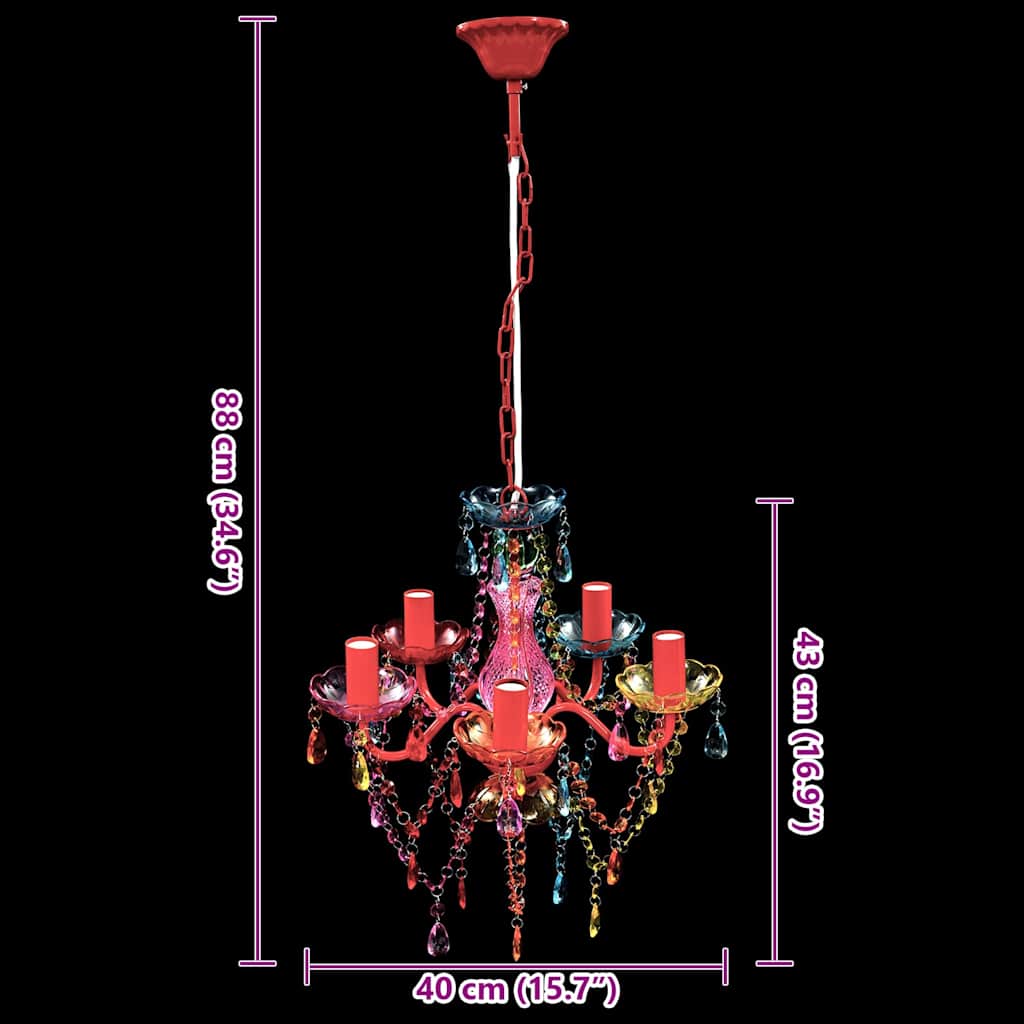 vidaXL Crystal Light 5 Bulbs Multicolour
