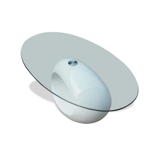 vidaXL Coffee Table | White | Tempered Glass, Fiberglass | Medium | Gloss Finish