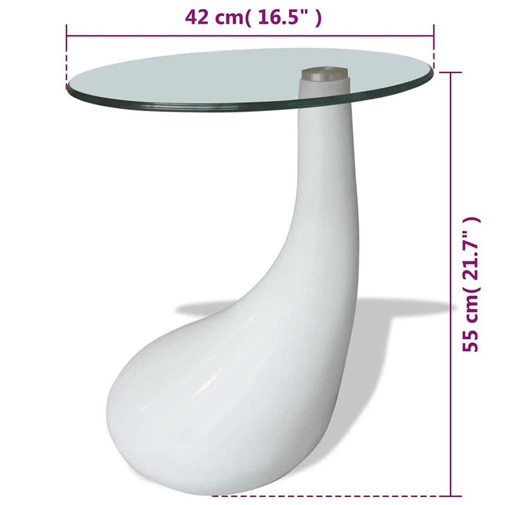 vidaXL Coffee Table with Round Glass Top High Gloss White