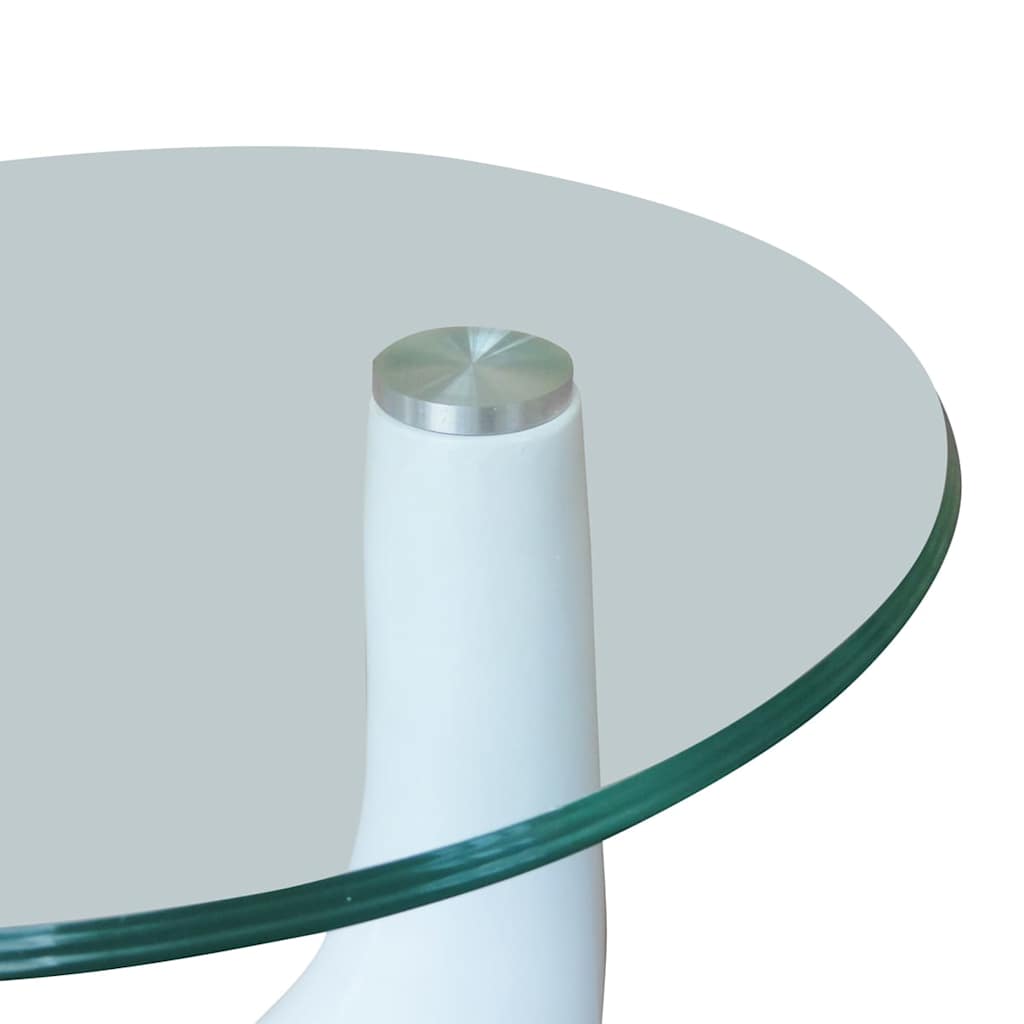 vidaXL Coffee Table 2 pcs with Round Glass Top High Gloss White