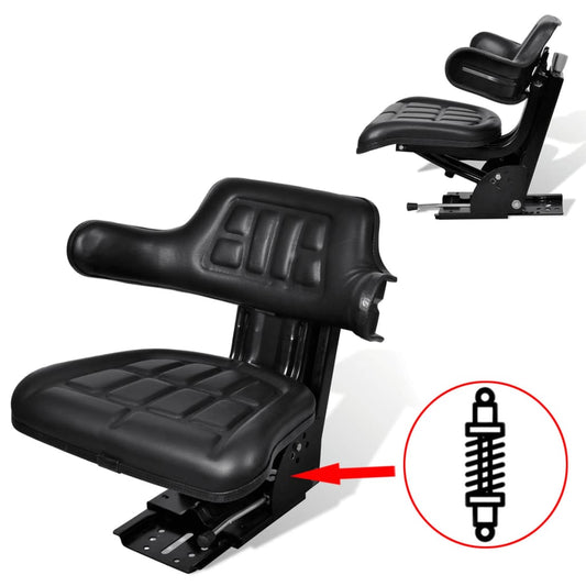 210157 vidaXL Tractor Seat with Suspension Black