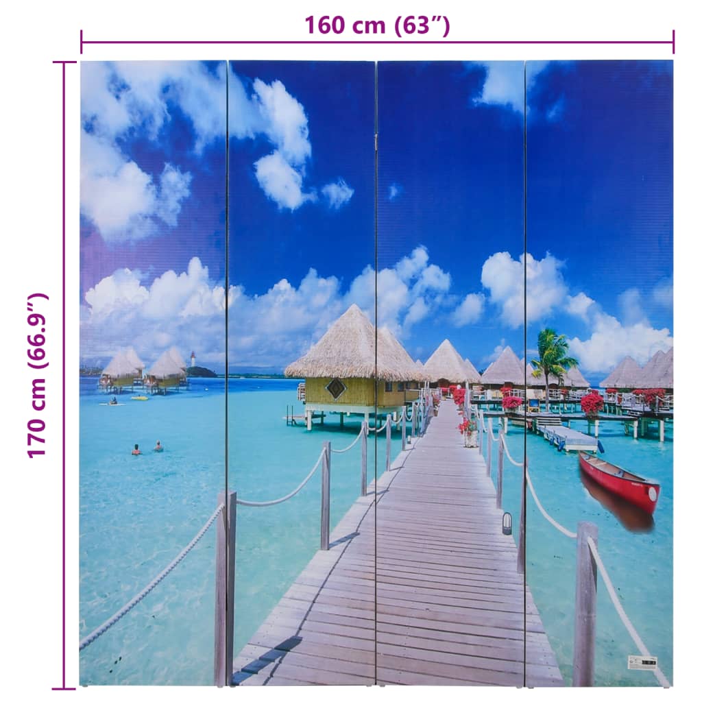 240476 vidaXL Folding Room Divider 160x170 cm Beach