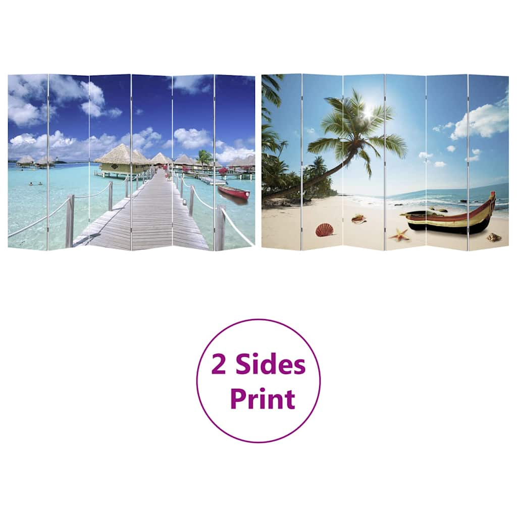 vidaXL Folding Room Divider 217x170 cm Beach