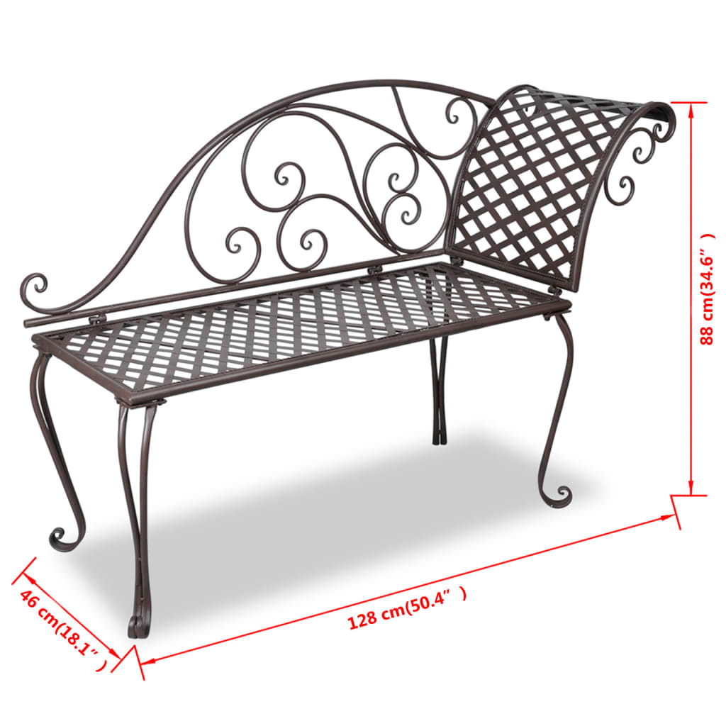 vidaXL Garden Chaise Lounge 128 cm Steel Antique Brown