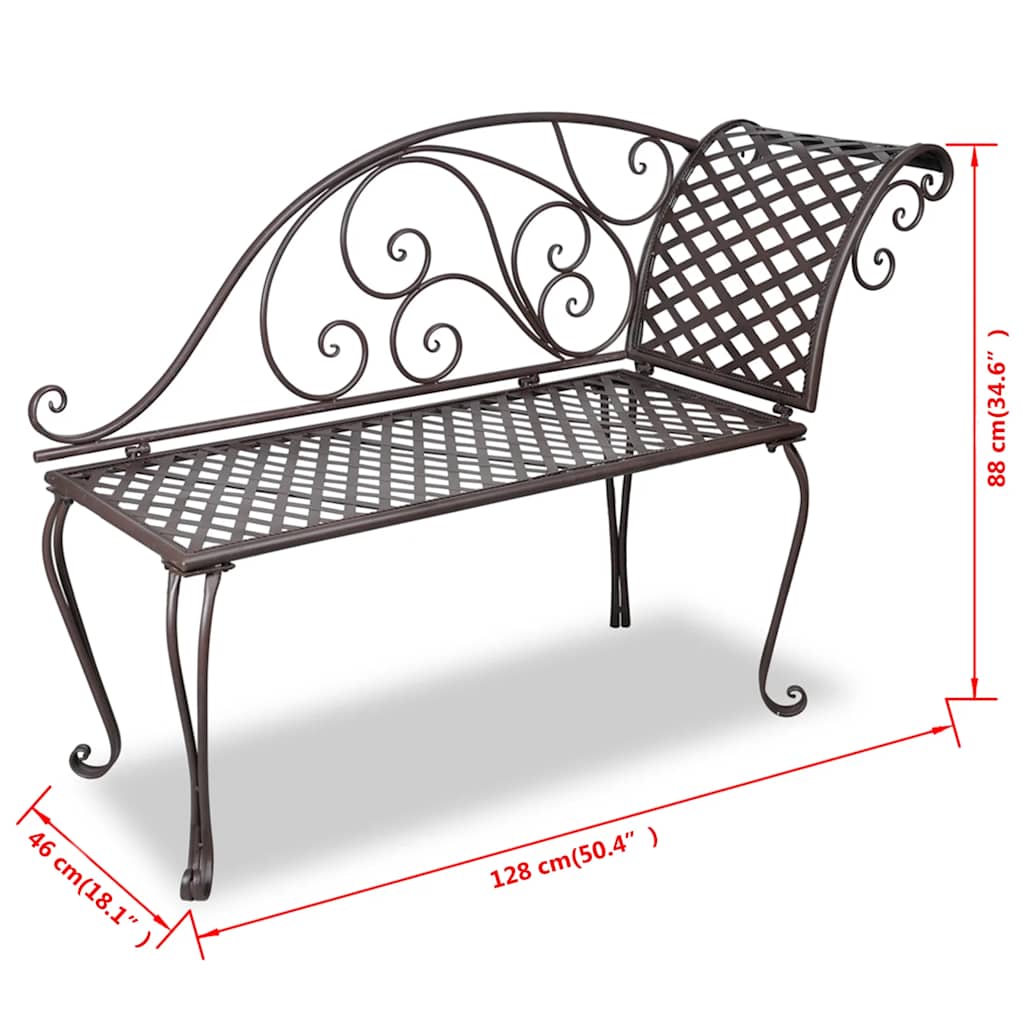 40717 vidaXL Garden Chaise Lounge 128 cm Steel Antique Brown