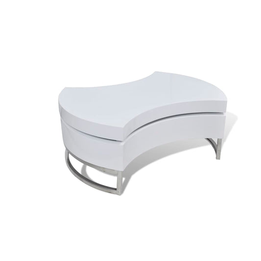 vidaXL Coffee Table | High gloss white | MDF, Stainless Steel | Compact