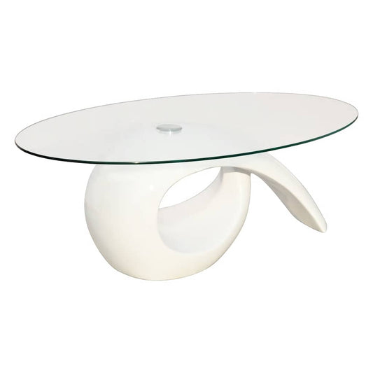 vidaXL Coffee Table with Oval Glass Top High Gloss White