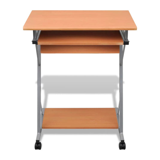 vidaXL Compact Computer Desk with Pull-out Keyboard Tray Brown