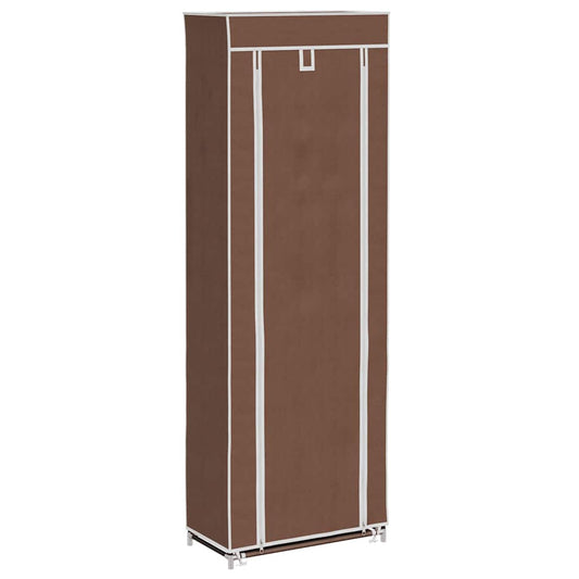 240492 vidaXL Fabric Shoe Cabinet with Cover 57 x 29 x 162 cm Brown