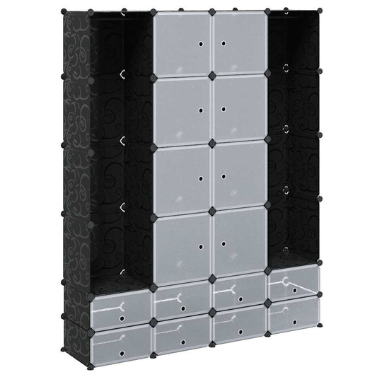 vidaXL Modular Storage | Black and White | Plastic and steel wire