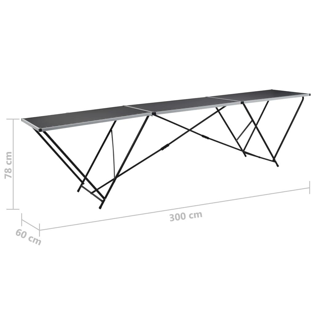 140718 vidaXL Folding Pasting Table MDF and Aluminium 300x60x78 cm