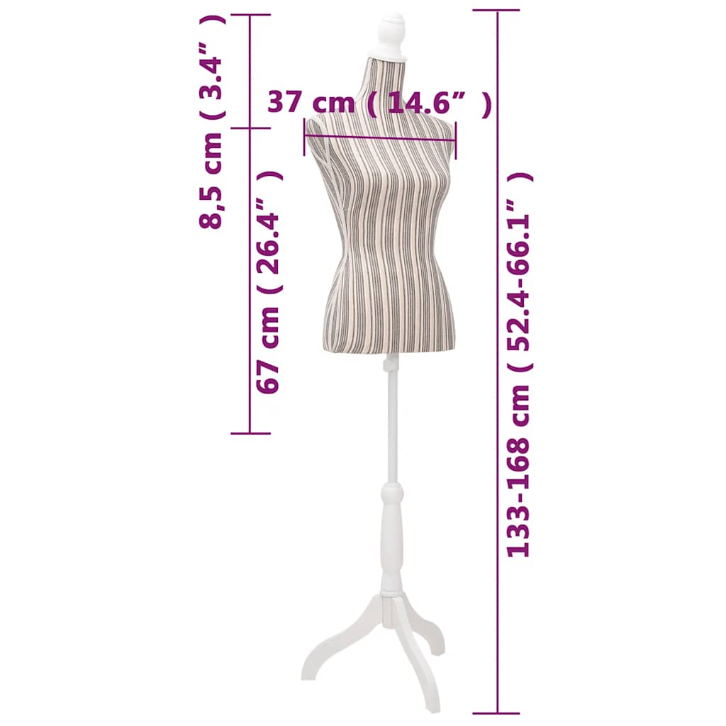 30031 Ladies Bust Display Mannequin Linen With Stripes