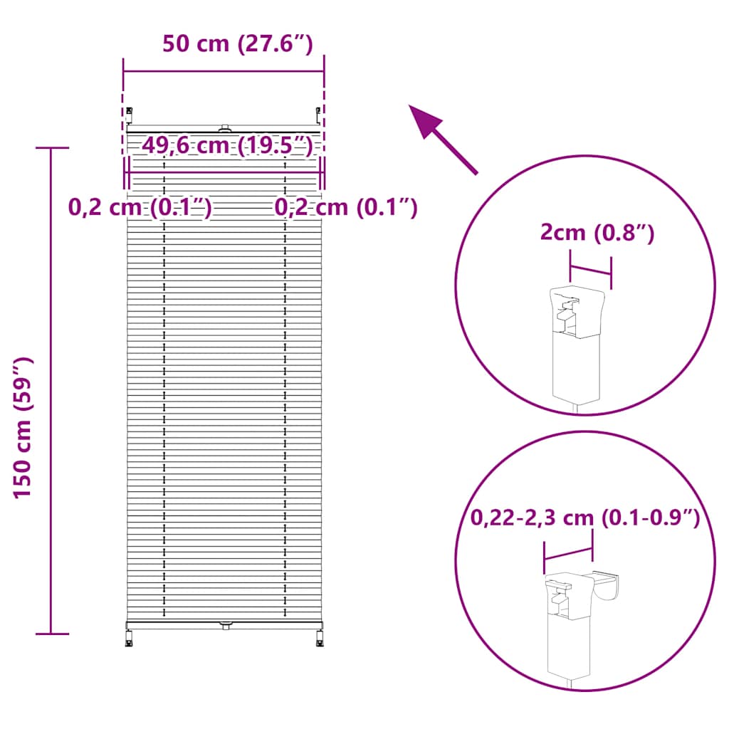 vidaXL Plisse Blind 50x150cm White Pleated Blind