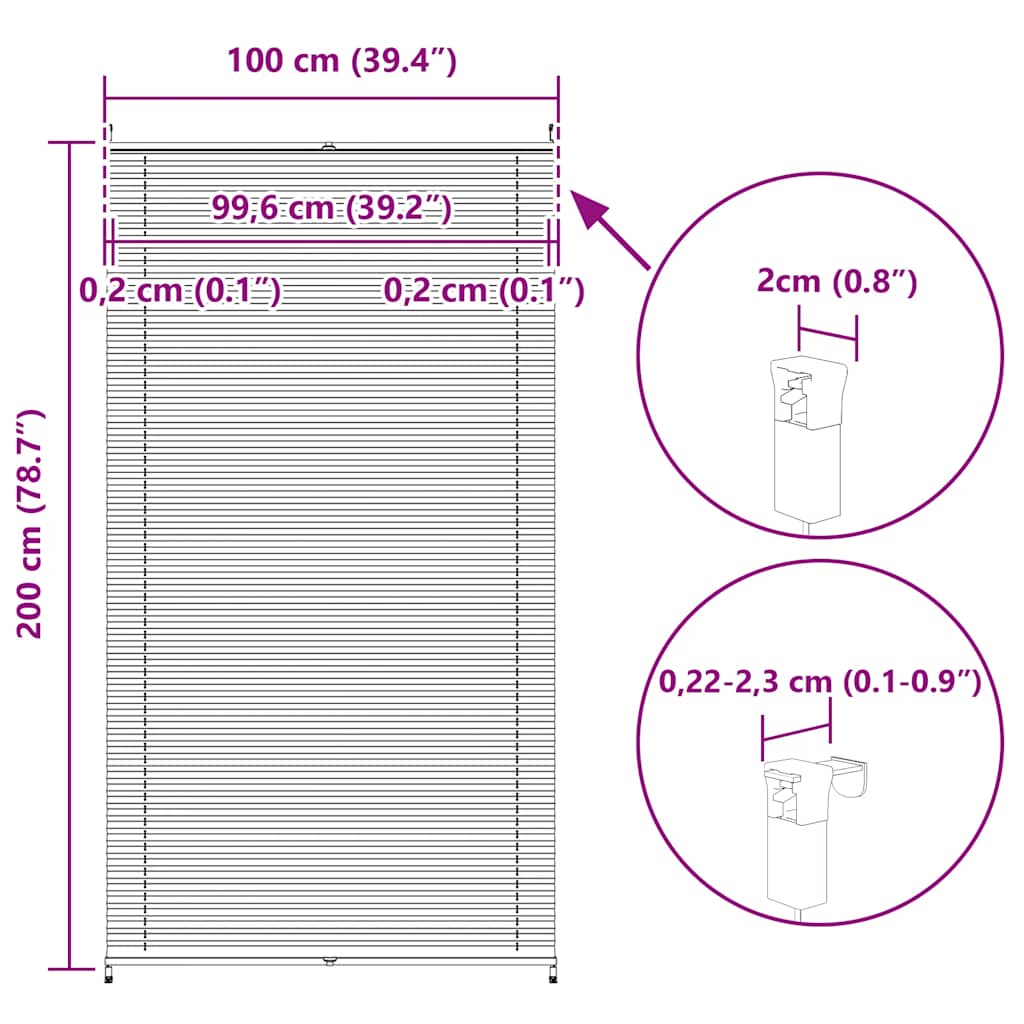 vidaXL Plisse Blind 100x200cm Cream