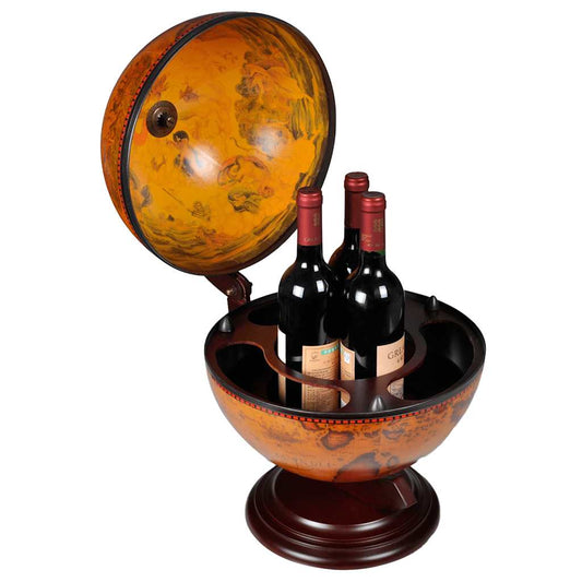 240698 vidaXL Tabletop Globe Bar Wine Stand Eucalyptus Wood