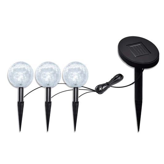 40870 vidaXL Solar Bowl 3 LED Garden Lights with Spike Anchors & Solar Panel