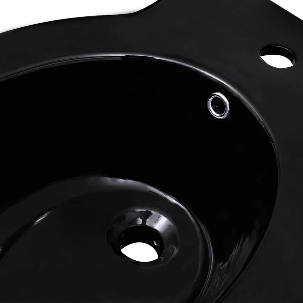 vidaXL Round Bidet Stand Black High-quality Ceramic