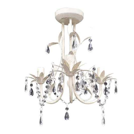 240686 Crystal Pendant Ceiling Lamp Chandelier Elegant White