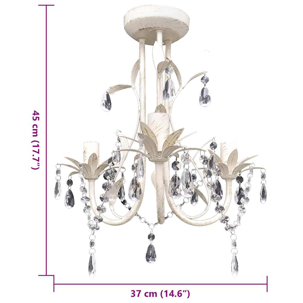 vidaXL Chandelier | Antique white | Acrylic, Metal | Medium | Luxury