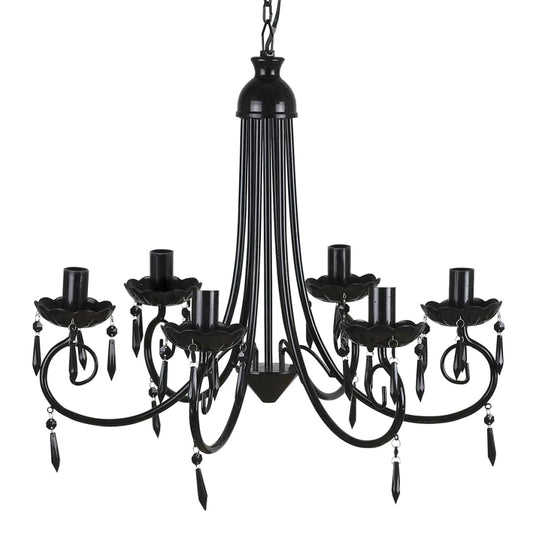 240689 Pendant Ceiling Lamp Elegant Chandelier Black 6 Bulb Sockets