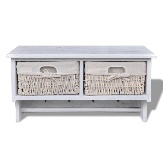 240792 vidaXL Wall Shelf White 60x23,5x33 cm Paulownia Wood