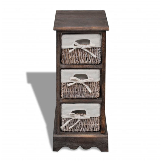 240799 vidaXL Wooden Storage Rack 3 Weaving Baskets Brown
