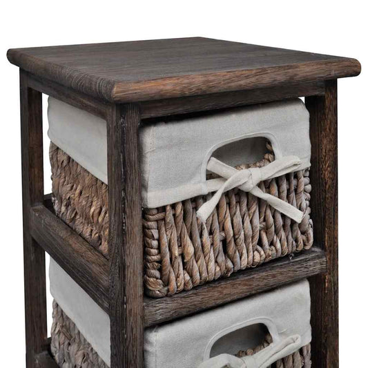 vidaXL Wooden Storage Rack 5 Weaving Baskets Brown
