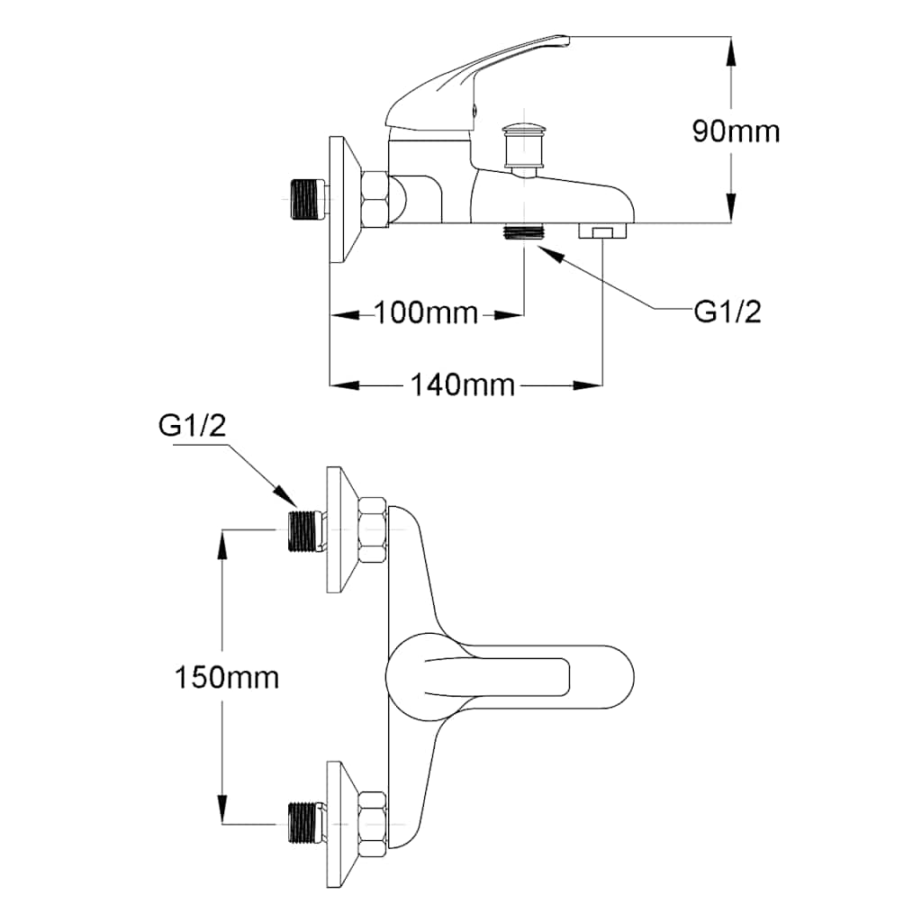 140832 vidaXL Bath Shower Mixer Tap Kit Chrome