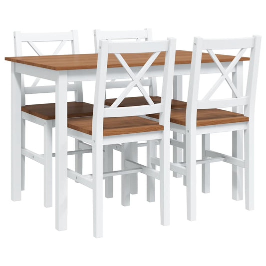 240884 vidaXL 5 Piece Dining Set Brown and White
