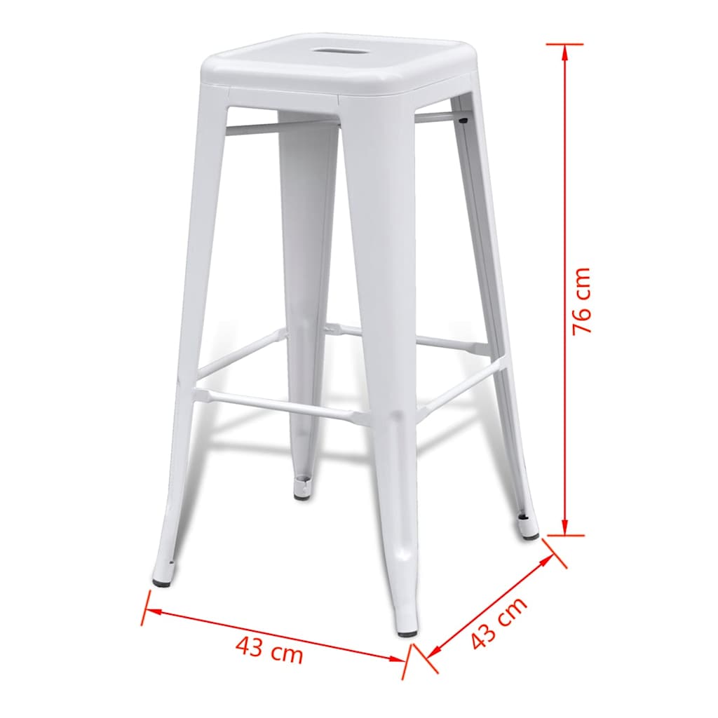 vidaXL Bar Stools 2 pcs White Steel
