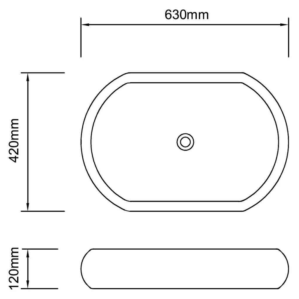 vidaXL Luxury Ceramic Basin Oval-shaped Sink White 63 x 42 cm