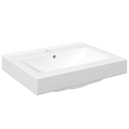 140686 Luxury Ceramic Basin Rectangular Sink White with Faucet Hole 60 x 46 cm