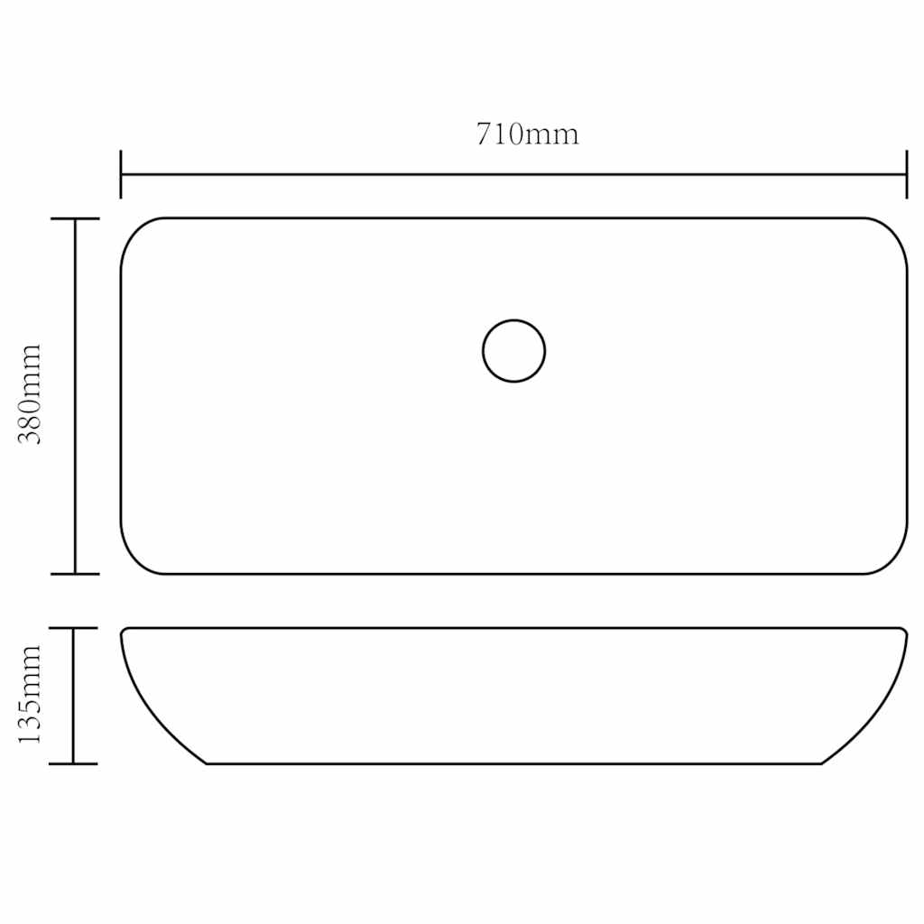 vidaXL Luxury Ceramic Basin Rectangular Sink White 71 x 39 cm