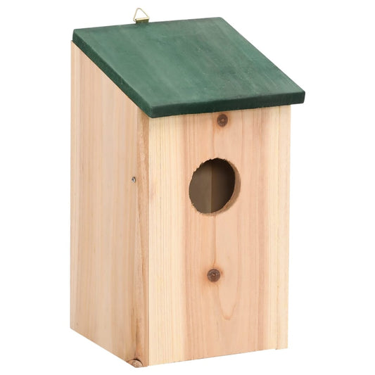 vidaXL Bird House | Wood with Green Roof | Solid Pine Wood | 12 x 12 x 22 cm