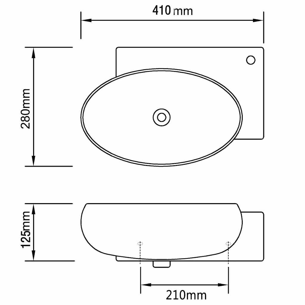 140698 Ceramic Sink Basin Faucet & Overflow Hole Bathroom White