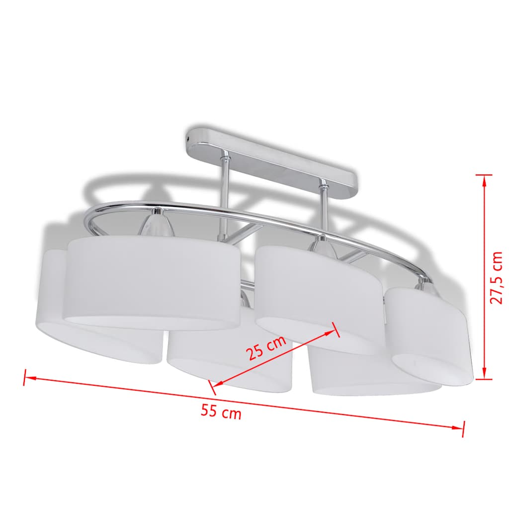 240989 Ceiling Lamp with Ellipsoid Glass Shades for 6 E14 Bulbs