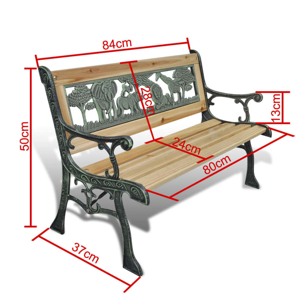 vidaXL Garden Bench | Bronze and Wood | Wood and Iron | 84 cm